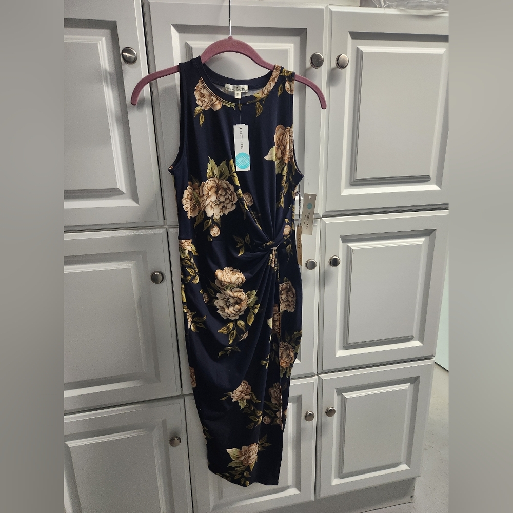 Nine Britton Navy Floral Midi Dress XS